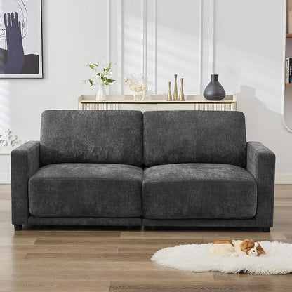 77.4" Chenille Modular Loveseat Oversized Upholstered 2 Seater Sectional Sofa with Thickened Cushions, Easy Assembly, Modern Comfy Love Seat Couch for Living Room, Grey