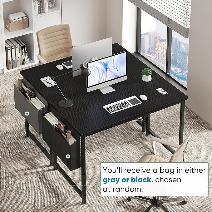 OLIXIS Computer Desk, 44 Inch Home Office Desks for Small Spaces, Writing Craft Study Gaming Table for Bedroom, Modern Computer Workstation with Storage Bag, Black