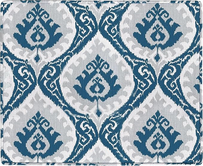 HomePop 22" Modern Rectangular Storage Ottoman - Blue Ikat Medallion Print