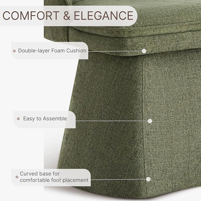 KISLOT Swivel Dining Chairs Set of 2, Upholstered Mid Century Modern Deskchair with Round Back, Linen Fabric Kitchen Chairs for Dining Room, Bedroom, Dressing Room, Green