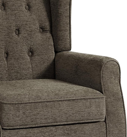 High Back Accent Chair, Fabric Upholstered Armchair Wingback Chair for Living Room, Comfy Single Sofa Bedroom Reading Seat with Solid Wood Legs - Taupe