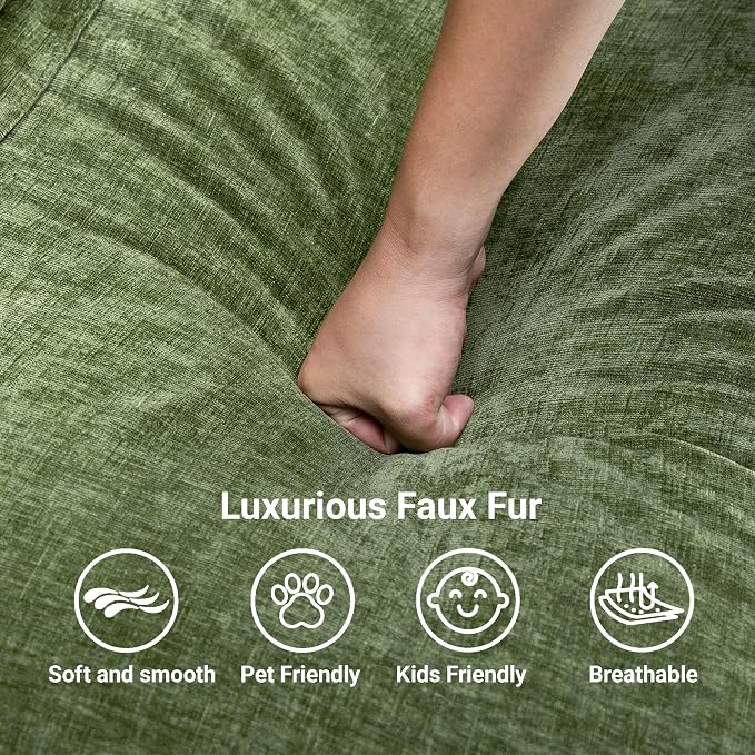 Claiks 123" Modular Boneless Couch, L Shaped Couch for Living Room, Modern Deep Seat Sofa 3 Seater Chenille Fabric Comfy Cloud Couches with Movable Ottoman, Dark Green