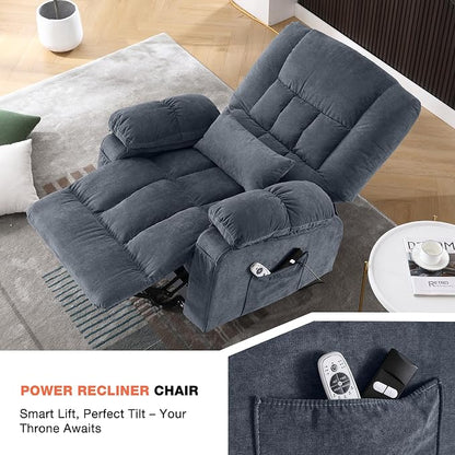 MAHOMICO Power Lift Recliner Chair for Elderly with Vibration Massage and Lumbar Heating, Electric Lift Recliner Single Sofa with Side Pocket and USB Charge Port for Living Room