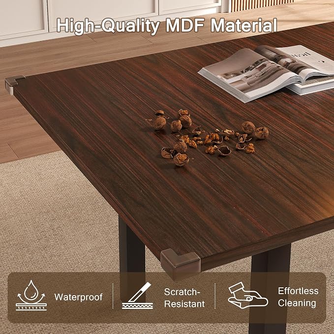 Einhomn Modern Extendable Dining Table for 4-6, 63" Farmhouse Kitchen Table, Rectangular Dining Room Tables for Dining, Kitchen, Office, Living Room, Wooden Tables, Space Saving (Espresso)
