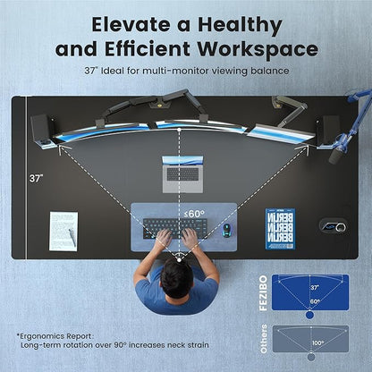 FEZIBO 71 x 37 Inch Standing Desk with Integrated Dual-Beam, Cable Management, 3 Memory Height Adjustable Computer Desk for Home Office Workstation, 1" Thick Large 3-Piece Desktop Black