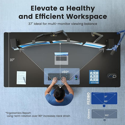 FEZIBO 83 x 37 Inch Electric Standing Desk with Integrated Dual-Beam & Cable Management, Memory Height Adjustable Computer Desk for Home Office Workstation, 1" Thick Large 3-Piece Tabletop Black