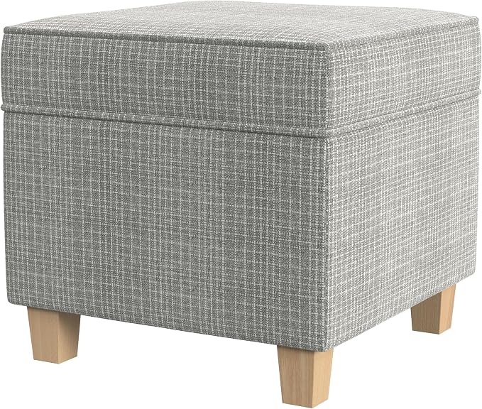 HomePop 18" Classic Square Storage Ottoman - Sage Mini Grid Pattern