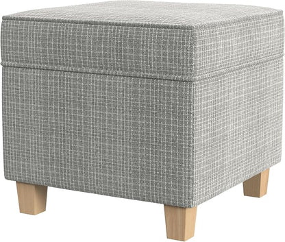HomePop 18" Classic Square Storage Ottoman - Sage Mini Grid Pattern