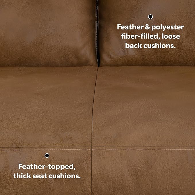 SIMPLIHOME Morrison Right Sectional Sofa in Full-Grain Genuine Leather, Caramel Brown, 102-inches Wide, L-Shaped Leather Couch with Right Chaise for the Living Room and Family Room