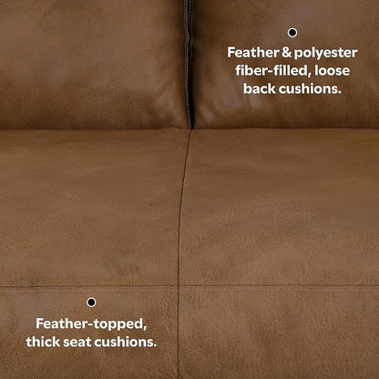 SIMPLIHOME Morrison Left Sectional Sofa in Full-Grain Genuine Leather, Caramel Brown, 102-inches Wide, L-Shaped Leather Couch with Left Chaise for The Living Room and Family Room
