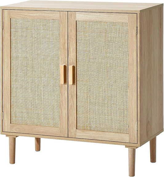VEVOR Sideboard Cabinet, Buffet Cabinet with 2 Magnetic Doors and Adjustable Shelves, Sideboard Buffet for Hallway, Entryway, Living Room, or Kitchen, Natural