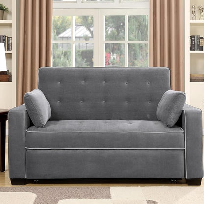 Serta Ainsley 72.6" Convertible Sleeper Sofa, Queen Size, Dreamcoil Comfort, Soft Woven Fabric, Charcoal