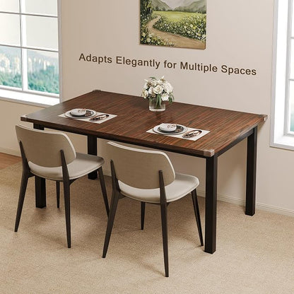 Einhomn Modern Extendable Dining Table for 4-6, 63" Farmhouse Kitchen Table, Rectangular Dining Room Tables for Dining, Kitchen, Office, Living Room, Wooden Tables, Space Saving (Espresso)