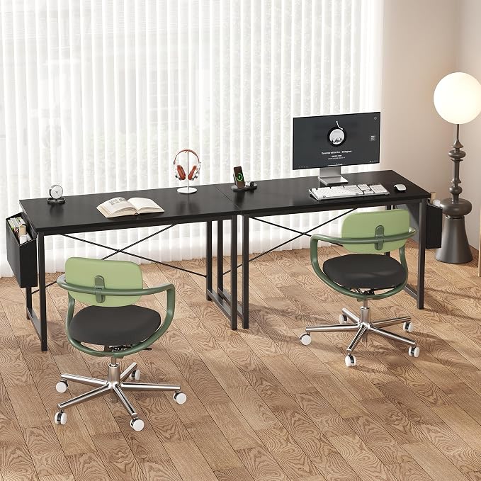 OLIXIS Computer Desk, 47 Inch Home Office Desks for Small Spaces, Writing Craft Study Gaming Table for Bedroom, Modern Computer Workstation with Storage Bag, Black