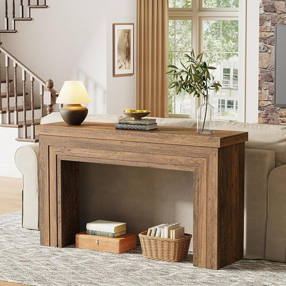 Huuger 54 Inch Entryway Table, Retangular Console Table, Farmhouse Sofa Table Behind the Couch, Long for Entrance, Hallway, Foyer, Living Room, Rustic Brown