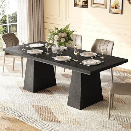 Rectangle Dining Table for 4-6 People,Wooden Table with Heavy Duty Legs