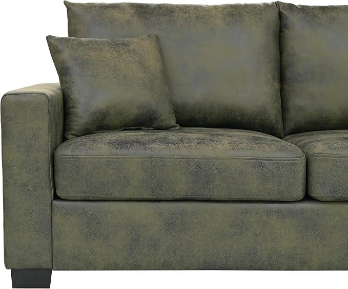 Ball & Cast 69" Loveseat Sofa, Modern Love Seat Couches for Living Room, Upholstered 2 Seater Small Couch with 2 Throw Pillows for Bedroom,Apartment,Office,Easy Assembly,Olive Green