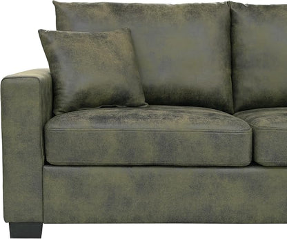 Ball & Cast 69" Loveseat Sofa, Modern Love Seat Couches for Living Room, Upholstered 2 Seater Small Couch with 2 Throw Pillows for Bedroom,Apartment,Office,Easy Assembly,Olive Green