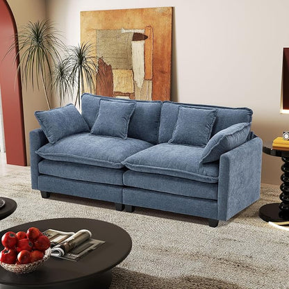 77.6" Modular Sectional Sofa,Loveseat Couch for Living Room, Modern Deep Seat Sofa 2 Seater Chenille Fabric Comfy Cloud Couches with Throw Pillows Apartment