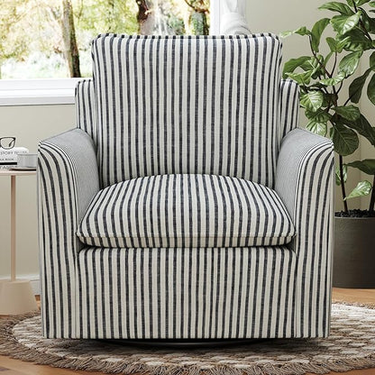 INZOY Swivel Accent Square Chair with Thick Padded Backrest Cushion, Swivel Reading Chair for Living Room Bedroom Small Spaces, Blue