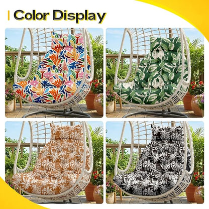 MAGIC ELEPHANT Egg Chair Cushion, Memory Foam Hanging Egg Chair Cushion Replacement, Indoor Outdoor Hammock Basket Swing Cushion with Headrest (Multicolor Leaves)
