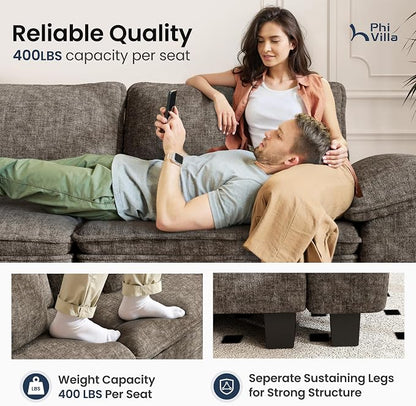 PHI VILLA Cloud Modular Couch Sets, Sectional Sofa Couches for Living Room, Single Seat for 1 Person, Chenille Ash