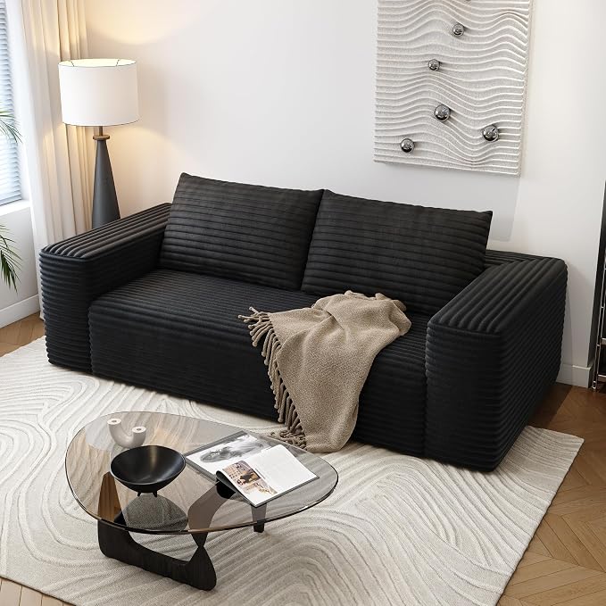 63" Loveseat Sofa,Modular Couch with Deep Seat Memory Foam,Comfy Small Cloud Couch for Small Spaces,No Assembly Required Sofa for Living Room Bedroom,Apartment,Black
