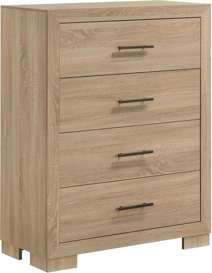 Coaster Home Furnishings - Arielle - Wood - 5-Piece Bedroom Set with Storage Bed, Channel-Tufted Headboard, Bookcase Panels and Transitional Style - Bedroom - Queen Size - Light Oak - 223111Q-S5