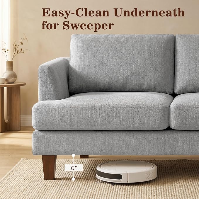 Gericco Mid Century Modern Couches for Living Room, 89" Comfy Grey Couch Sofa with 3-Seater Deep Seats, Upholstered Sofas for Living Room, Office Apartment, Bedroom, Light Grey