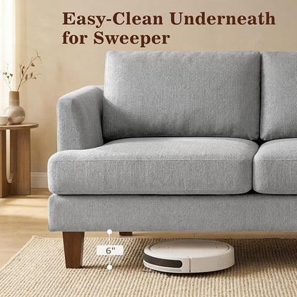 Gericco Mid Century Modern Couches for Living Room, 89" Comfy Grey Couch Sofa with 3-Seater Deep Seats, Upholstered Sofas for Living Room, Office Apartment, Bedroom, Light Grey