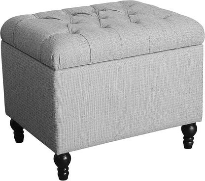 HomePop 24" Button Tufted Storage Ottoman - Pewter Gray