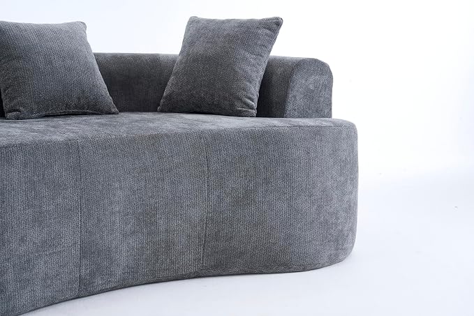 67" Cloud Curved Loveseat Sofa, Deep Seat Boneless Love Seat Couches with 3 Throw Pillows, Modern Chenille 2 Seater Compressed Floor Loveseat Sofa for Living Room Small Spaces, No Assembly | Breathable material