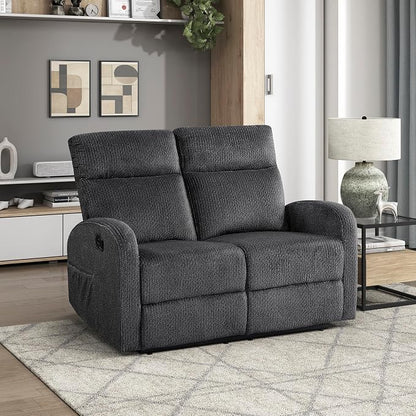 Lexicon Manual Reclining Loveseat, Textured Microfiber Loveseat Recliner, Wall Hugger, Track Arms, Magazine Pockets, Manual Dual Recliners for Living Room/Office/Apartment, Easy Assembly, Dark Gray