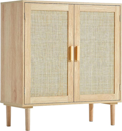 VEVOR Sideboard Cabinet, Buffet Cabinet with 2 Magnetic Doors and Adjustable Shelves, Sideboard Buffet for Hallway, Entryway, Living Room, or Kitchen, Natural