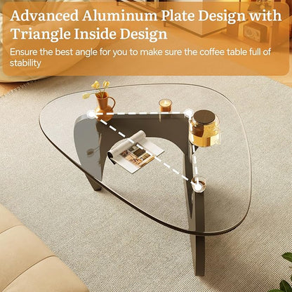Coffee Tables Glass Small Farmhouse Coffee Table Mid-Century Modern Wood Center Table for Living Room, Black Transparent, 36 Inch