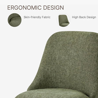 KISLOT Swivel Dining Chairs Set of 1, Upholstered Mid Century Modern Deskchair with High Back, Linen Fabric Kitchen Chairs for Dining Room, Bedroom, Dressing Room, Green