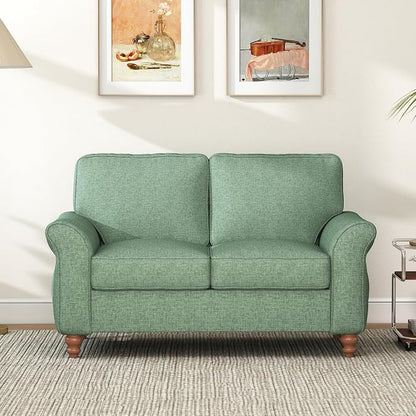 Bonzy Home 57" Loveseat Sofa, 2 Seater Comfy Love Seat Sofa for Living Room, Apartment, Office, Green