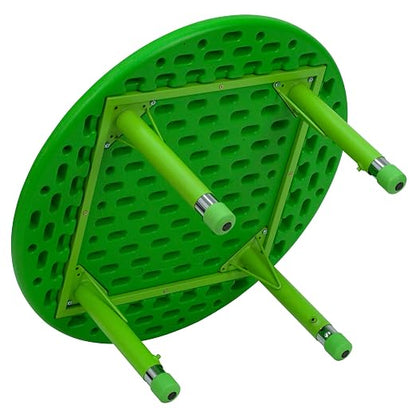EMMA + OLIVER 33" Round Green Plastic Height Adjustable Activity Table