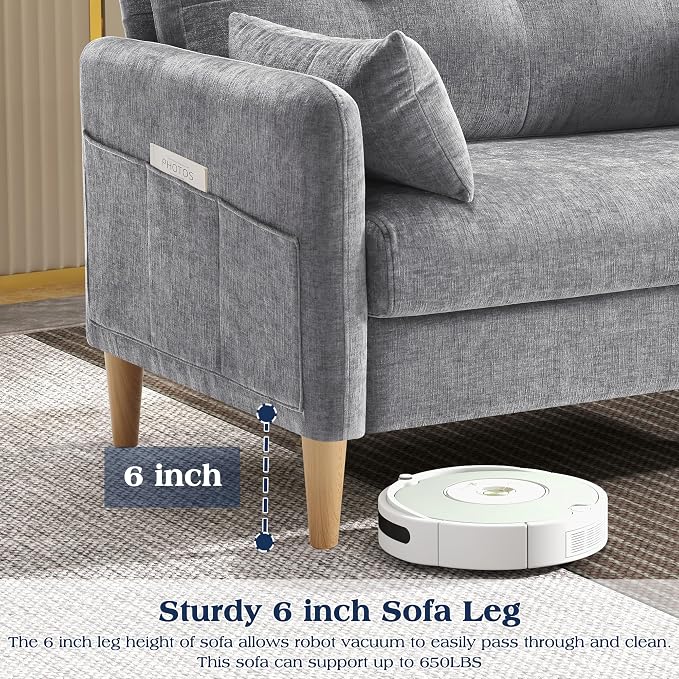 Hanherry Loveseat Sofa, 47” Small Couch for Living Room, Comfy Chenille Fabric Love Seat for Bedroom with Throw Pillow,Removable Cushion Cover,Couches for Small Space,Apartment,Dorm
