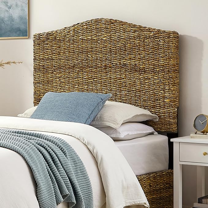 Crosley Furniture Serena Handwoven Natural Fiber Rattan Headboard for Twin Size Bed, Banana Leaf