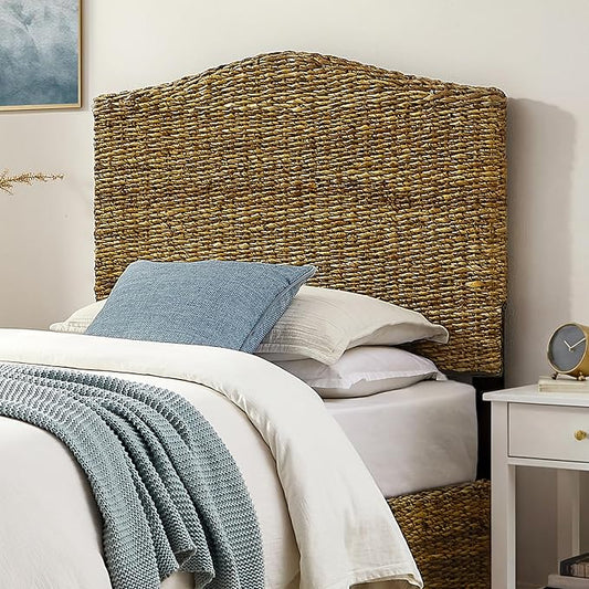 Crosley Furniture Serena Handwoven Natural Fiber Rattan Headboard for Twin Size Bed, Banana Leaf