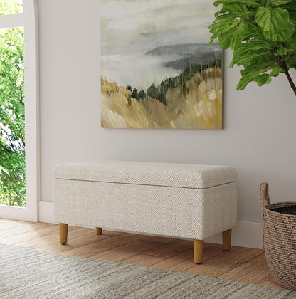 HomePop Malmo 36" Storage Bench - Cream Chevron Woven