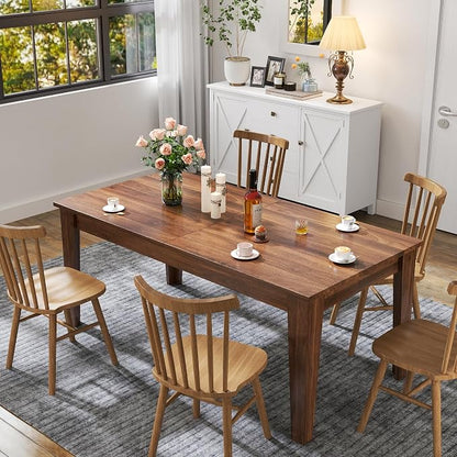 71"-106" Extendable Dining Table for 4-12 People, Space-Saving Extra Long Transformer Table with Extension Leaves Holder, Walnut