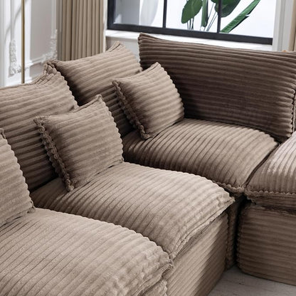 Boneless Couch Sectional Sofas Cloud Couches for Living Room | 130'' Modern Modular Cloud Sofa with Pillows and Ottoman for Bedroom