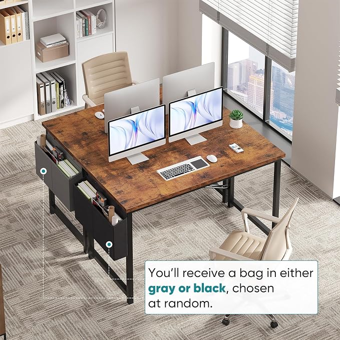 OLIXIS Computer Desk, 47 Inch Home Office Desks for Small Spaces, Writing Craft Study Gaming Table for Bedroom, Modern Computer Workstation with Storage Bag, Rustic Brown