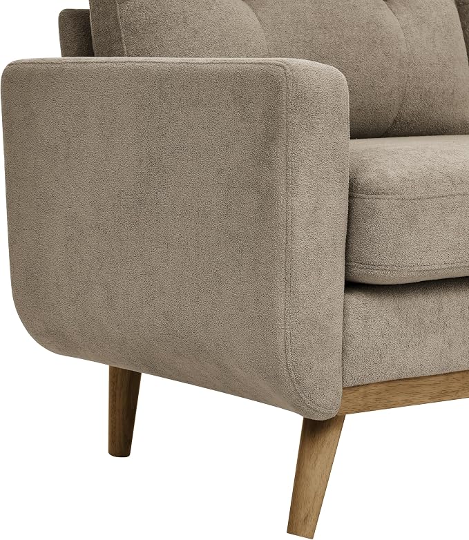 Ball & Cast 67.7" Loveseat Sofa,Mid Century Modern Love Seat Couches for Living Room,Button Tufted Upholstered Small Couch with Solid Wood Legs for Bedroom,Apartment,Office,Easy Assembly,Camel