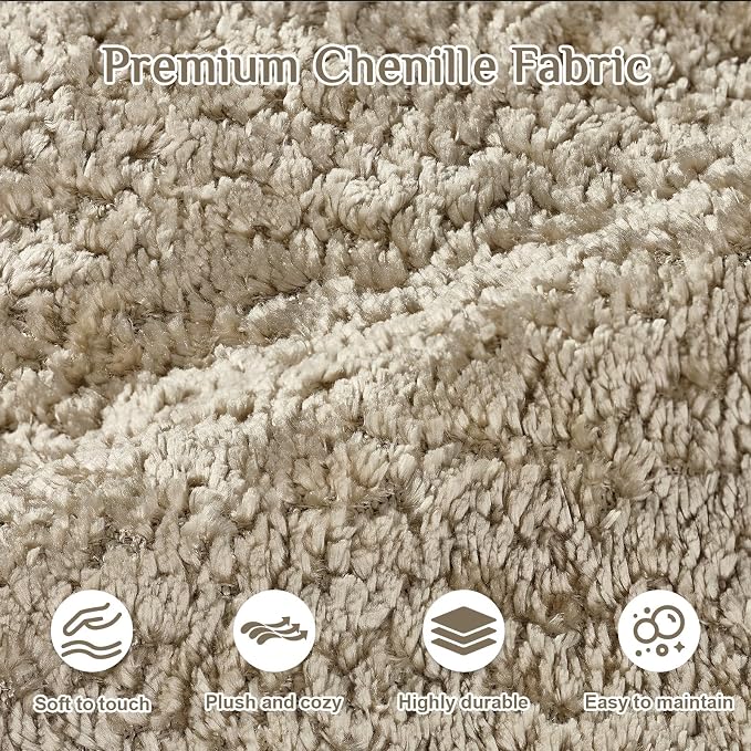 113" Curved Sectional Sofa Modern Cream Cloud Couch Modular Sectional Couches for Living Room Boneless Cloud Sofa Boucle Loveseat Comfy Chenille Deep Seat with 4 Pillows, Light Brown