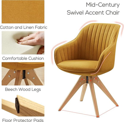Art Leon Beech Wood Swivel Desk Chair for Home Office, No Wheels