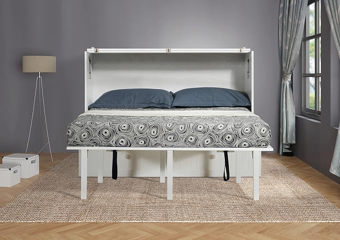 Mega Solutions Murphybedz Tuscany Murphy Cabinet Chest Bed with Charging Station 6 Inch (White, Queen)