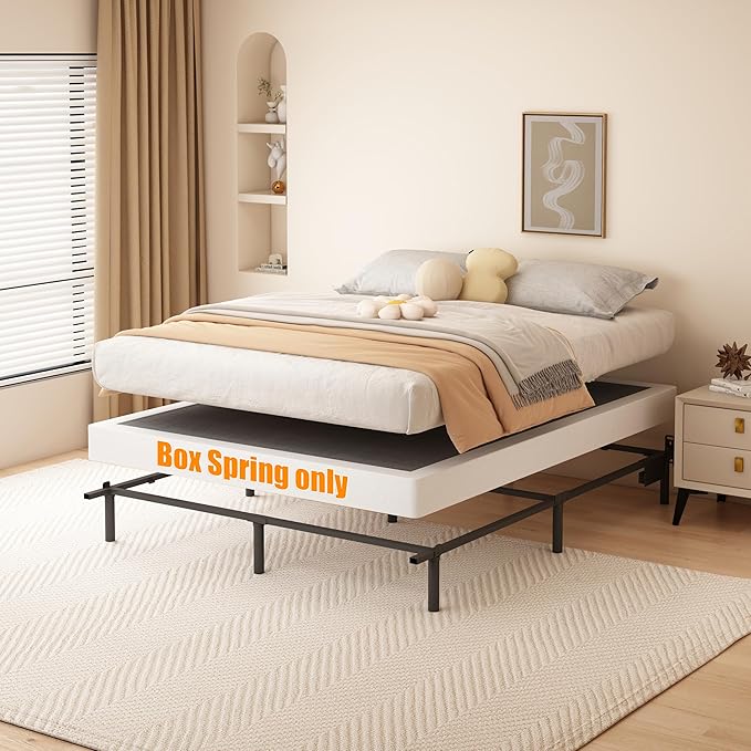 DORITRON 5 Inch California King Box Spring Only, 3000lbs Heavy Duty Cali King Box Spring Bed Base Metal Mattress Foundation, Easy Assembly, Noise Free